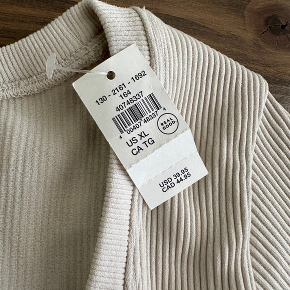 Women’s OFFLINE by Aerie Ribbed Scoop Neck Crop Top XL Beige New with Tags - Picture 2 of 5